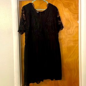 Crochet Detail Black Dress